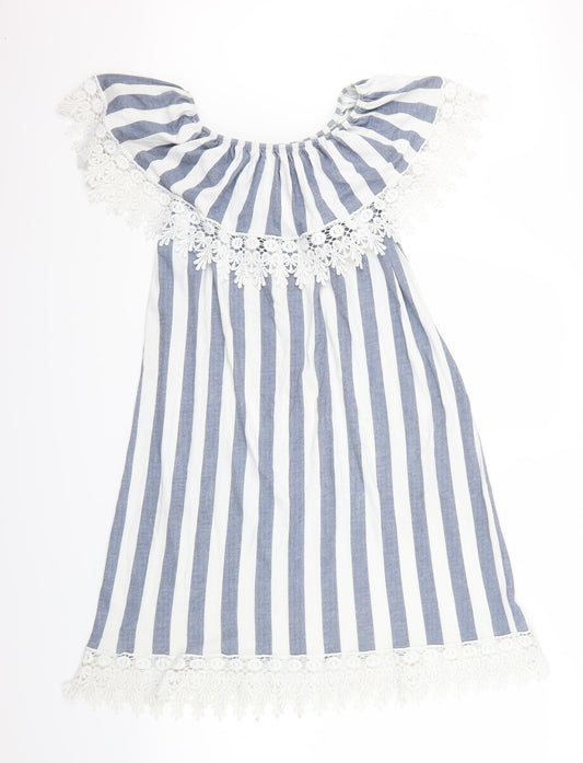 Preworn Womens White Striped A-Line One Size