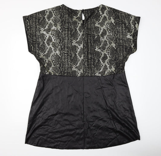 Simply Be Womens Black Animal Print Shift Size L