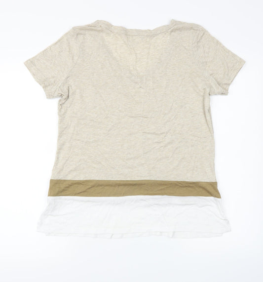 NEXT Womens Brown Striped Basic T-Shirt Size 14