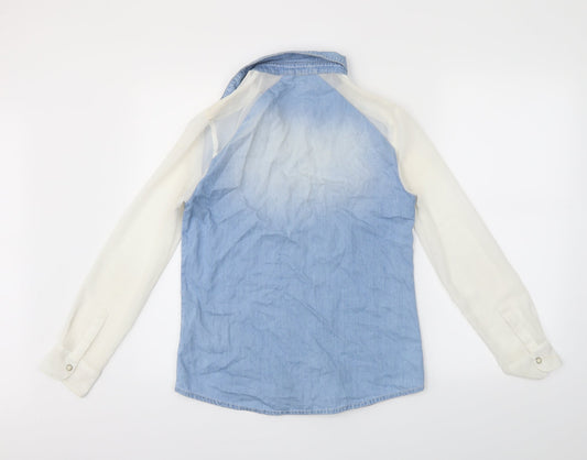miss denim Womens Blue Denim Basic Button-Up Size 8