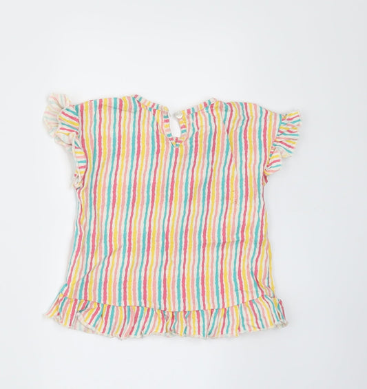 Mini Club Girls Yellow Striped Basic T-Shirt Size 12-18 Months