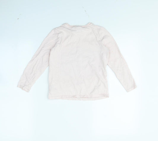 George Girls Pink Basic T-Shirt Size 7 Years - Unicorn