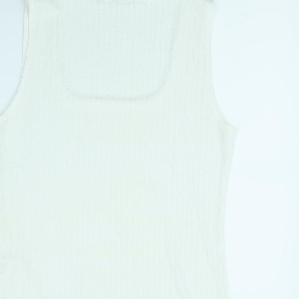 Reflections Womens White Basic Tank Size L