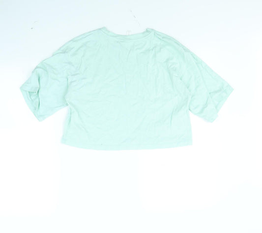 H&M Womens Green Cropped T-Shirt Size S