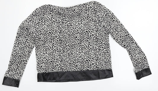 Candy Couture Womens White Animal Print Basic T-Shirt Size 16 - faux leather trims