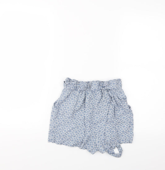 Primark Womens Blue Geometric Boyfriend Shorts Size 6