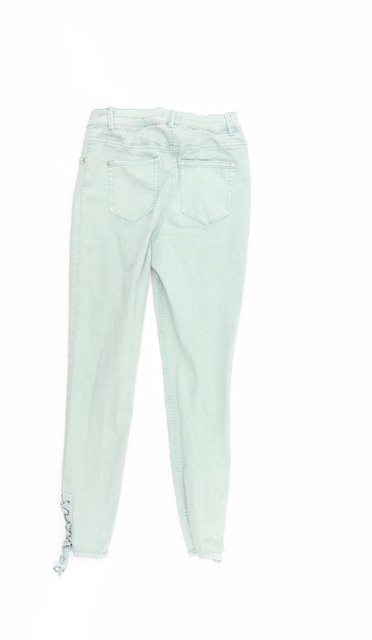 /denim Womens Green Denim Tapered Jeans Size 12 L25 in - Elastic Waist