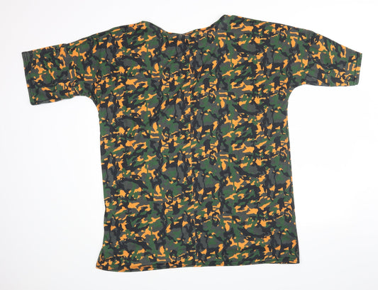 PRETTYLITTLETHING Womens Green Camouflage Basic Blouse Size 12