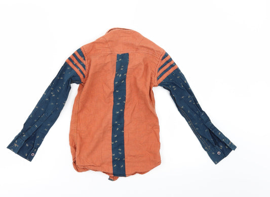 KIDRESS Boys Orange Geometric Basic Button-Up Size 8 Years