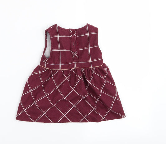 fred & flo Girls Red Check Fit & Flare Size 3-6 Months