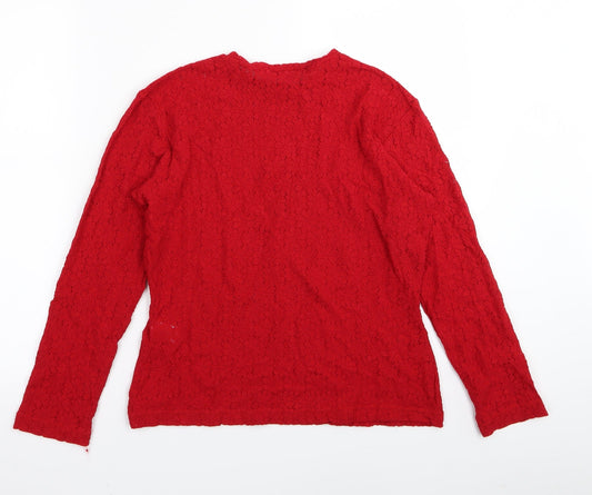 sinclair Womens Red Floral Basic T-Shirt Size 18