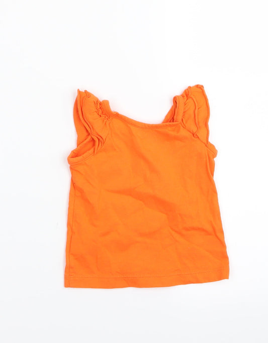 est 1989 place Girls Orange Basic Tank Size 9-12 Months - Butterfly Print