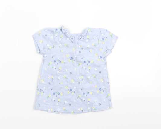 Asda George Girls Blue Floral T-Shirt Dress Size 3-6 Months