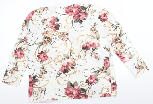 LV Clothing Womens White Floral Basic T-Shirt Size M