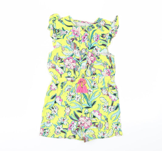 I love girls wear Girls Yellow Floral Bodysuit One-Piece Size 7 Years