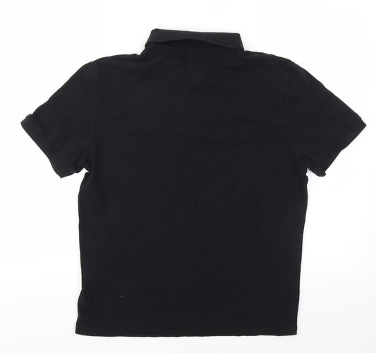 George Boys Black Basic Polo Size S