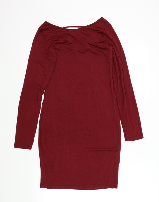 Boohoo Womens Red Colourblock A-Line Size 14