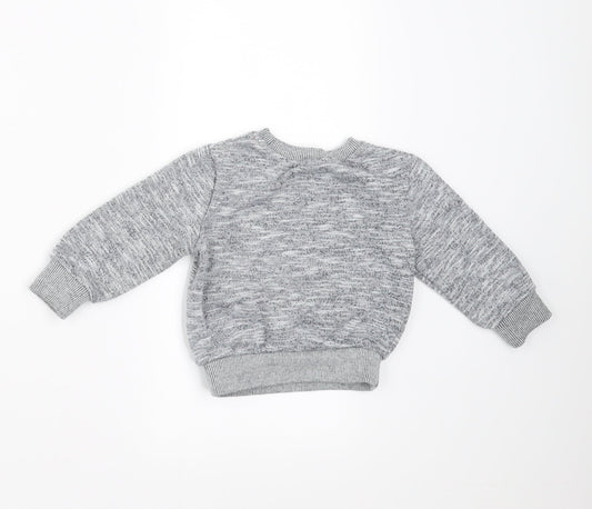 Mini Rebel Baby Grey Pullover Jumper Size 9-12 Months - monster face