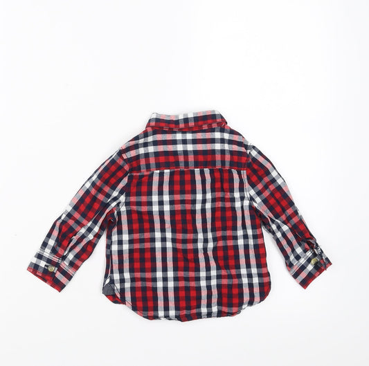 Mini Rebel Boys Blue Check Basic Button-Up Size 9-12 Months