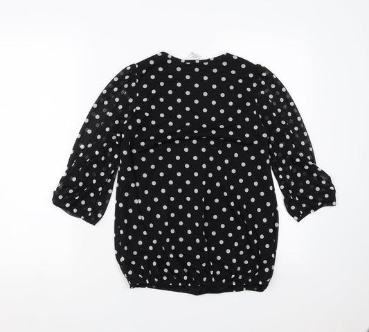 New Look Womens Black Polka Dot Basic Blouse Size 8