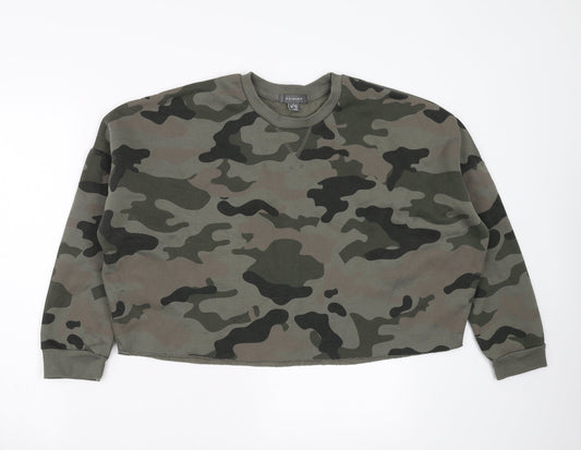 Primark Womens Green Camouflage Pullover Sweatshirt Size S