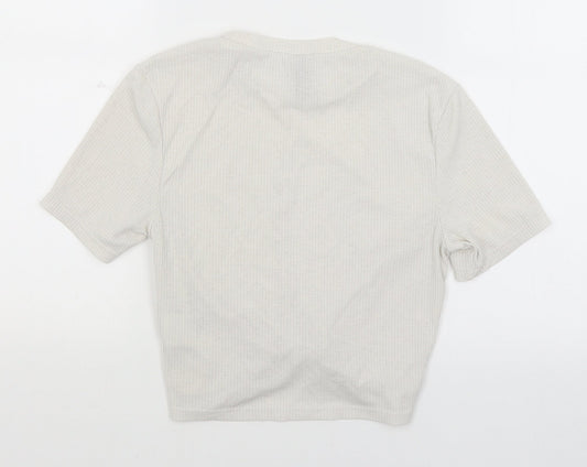 Divided Womens Ivory Cropped T-Shirt Size S