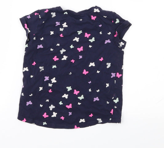 H&M Girls Blue Geometric Basic T-Shirt Size 5-6 Years