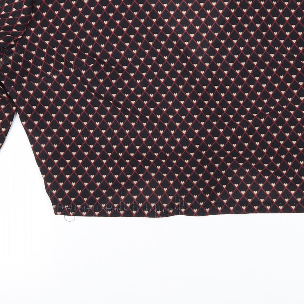 Made in Italy Womens Black Geometric Cropped Blouse Size 10