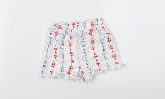 Matalan Girls White Floral Cropped Trousers Size 9-12 Months