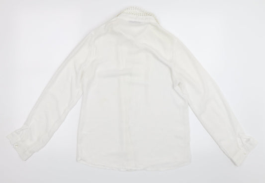 ES Womens White Basic Button-Up Size M