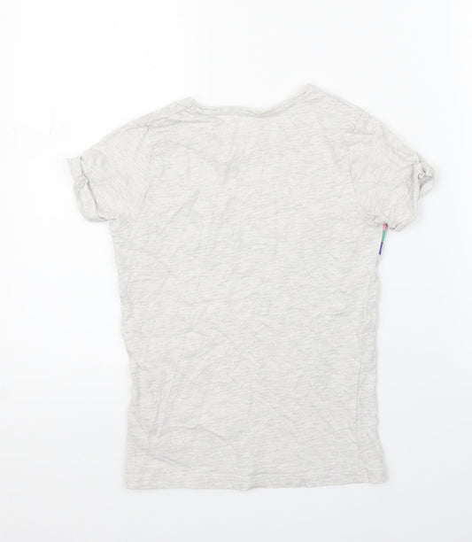 Primark Girls Grey Basic T-Shirt Size 9-10 Years - Rainbow