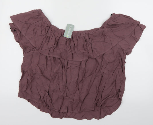 FOREVER 21 Womens Purple Cropped Blouse Size XL