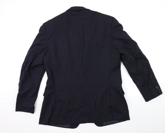 Preworn Mens Blue Striped Jacket Suit Jacket Size 38