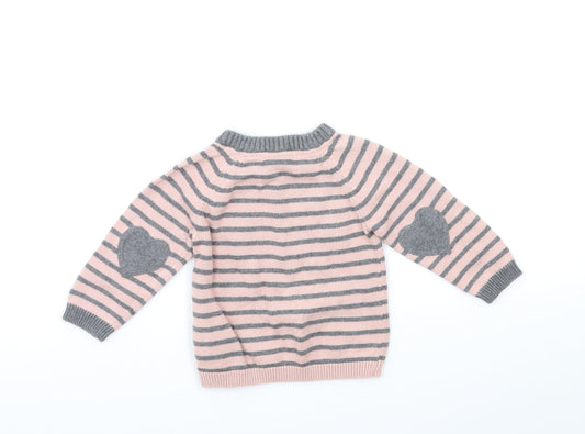 H&M Baby Pink Striped Pullover Jumper Size 6-9 Months