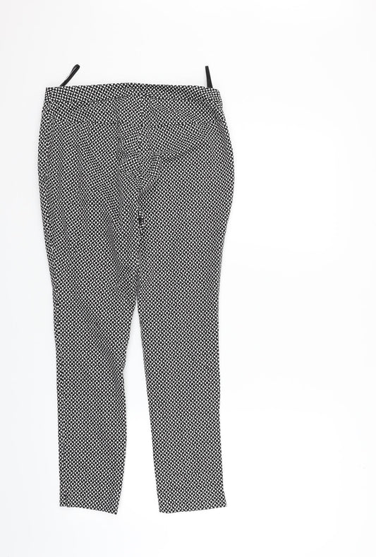 New Look Womens Black Geometric Trousers Size 8 L23 in
