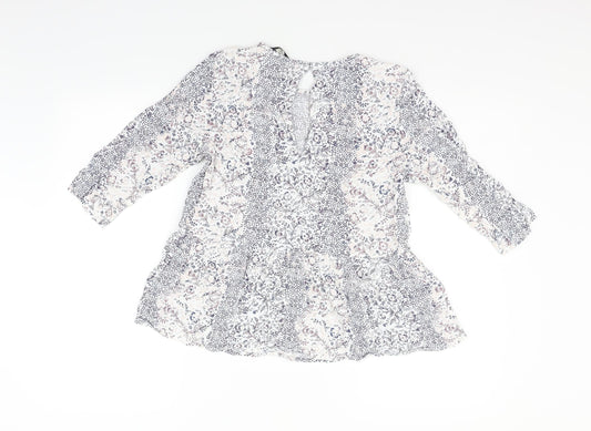 NEXT Womens White Geometric Basic Blouse Size 12