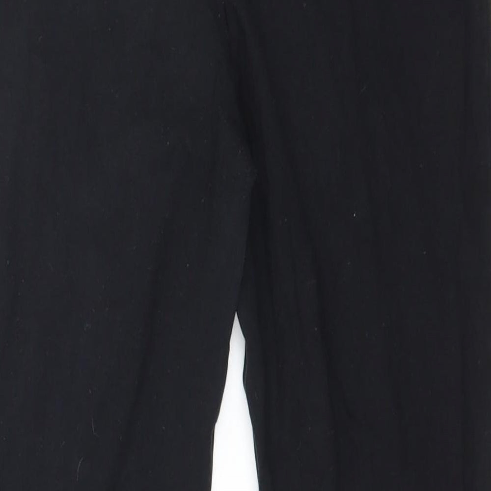 Brand and care label for Miss Selfridge women’s black jersey capri leggings, size UK 10, 20-inch leg