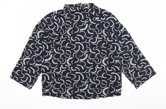 Preworn Womens Blue Geometric Jersey Pullover Sweatshirt Size 14