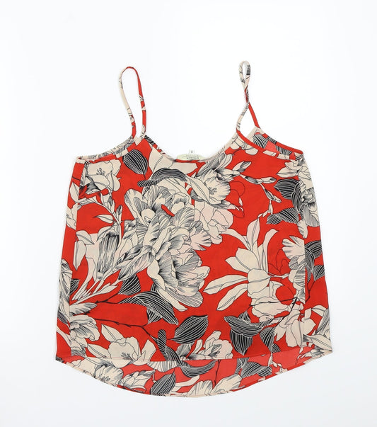 Papaya Womens Red Floral Basic T-Shirt Size 8