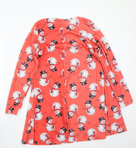 MissLook Womens Red Rayon A-Line Size M - christmas