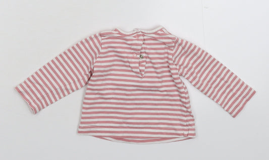 Matalan Girls Pink Striped Basic T-Shirt Size 0-3 Months