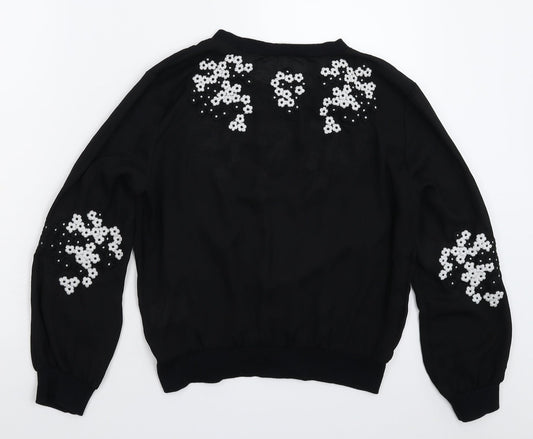 Darling Womens Black Floral Basic Blouse Size 10