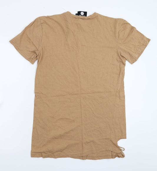 Boohoo Mens Beige T-Shirt Size M - Distressed