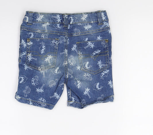 So cute Boys Blue Denim Bermuda Shorts Size 2 Years - Whale Print