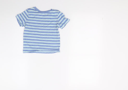 Primark Girls Blue Striped Basic T-Shirt Size 2-3 Years