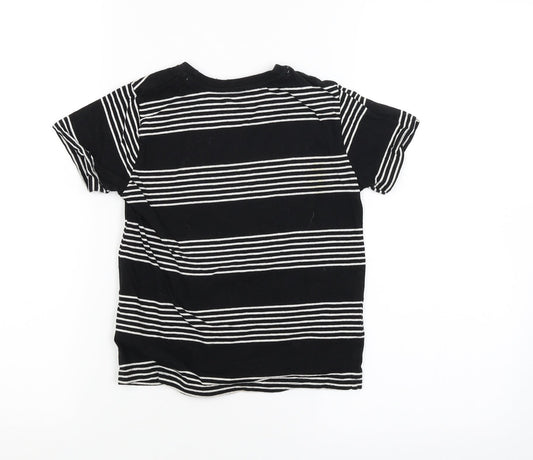 Rebel Boys Black Striped Basic T-Shirt Size 5-6 Years