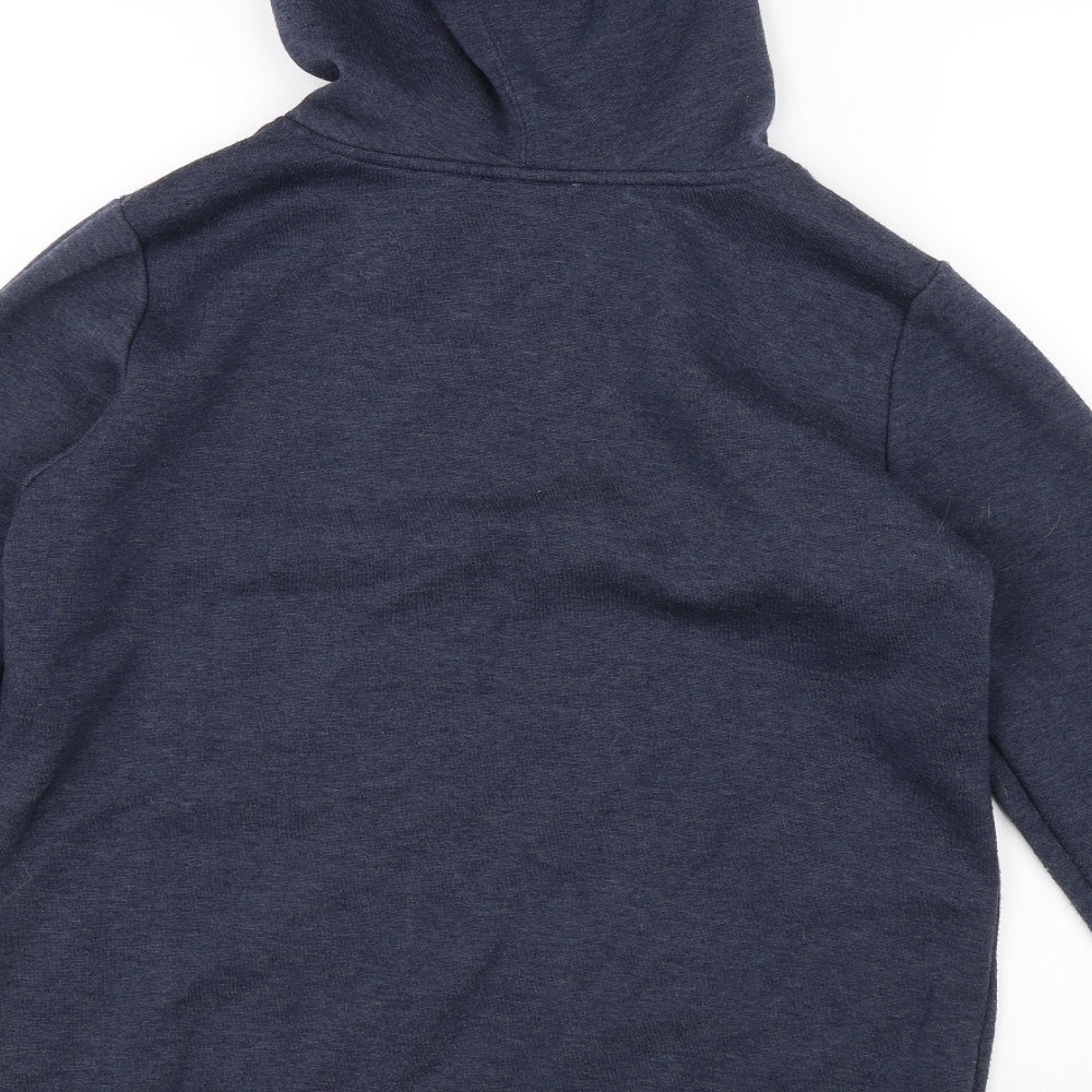 Brand and care label for Papaya women’s blue pullover hoodie, size M