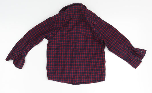 NEXT Boys Red Plaid Basic Button-Up Size 4 Years