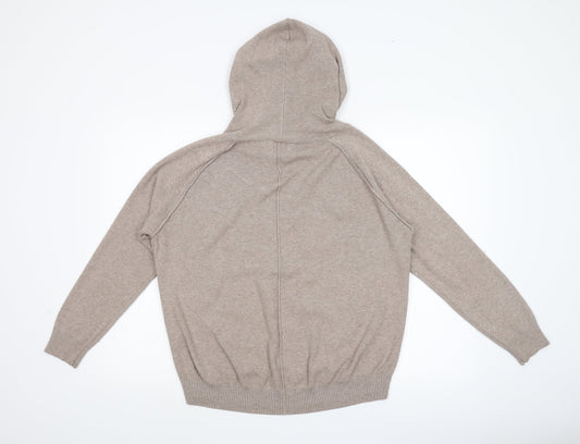 QED London Mens Brown Pullover Hoodie Size M