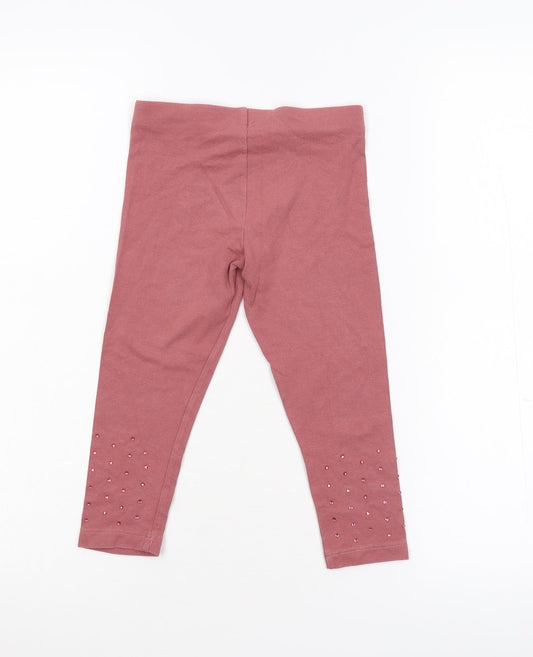 NEXT Girls Pink Capri Trousers Size 5 Years - Embellished